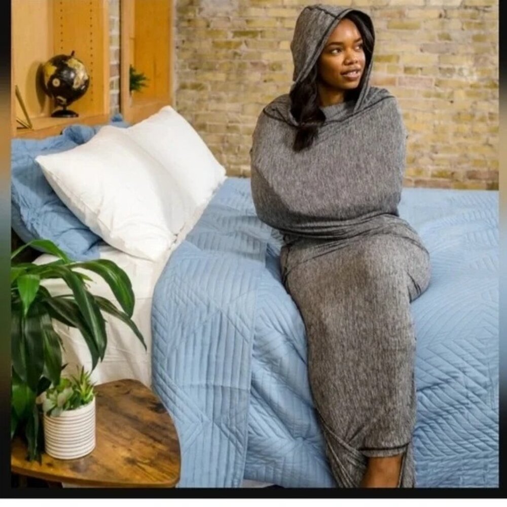 Cozy Gray Hooded Blanket by [Brand]